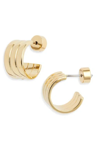 Nordstrom Ribbed Hoop Earrings In Gold