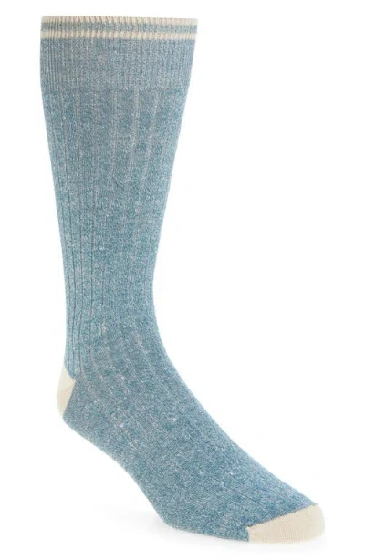 Nordstrom Ribbed Linen Blend Dress Socks In Blue