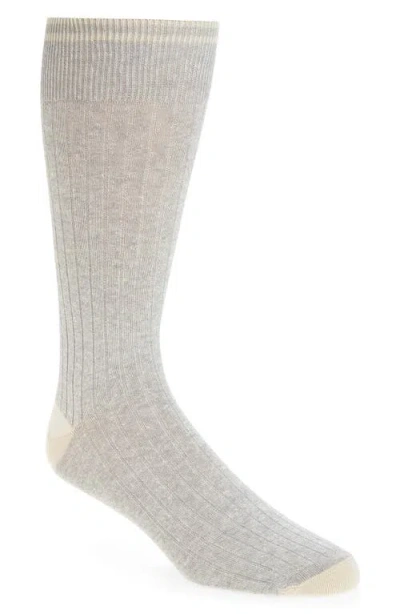 Nordstrom Ribbed Linen Blend Dress Socks In Gray