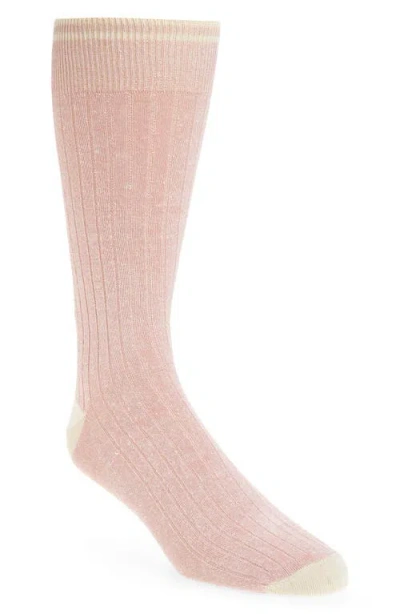 Nordstrom Ribbed Linen Blend Dress Socks In Pink