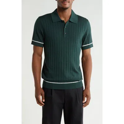 Nordstrom Ribbed Merino Wool Polo In Green