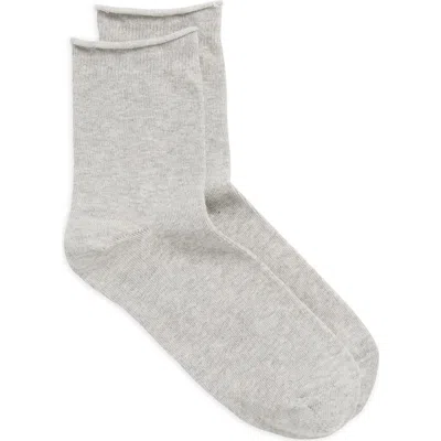 Nordstrom Roll Top Crew Socks In Grey Heather