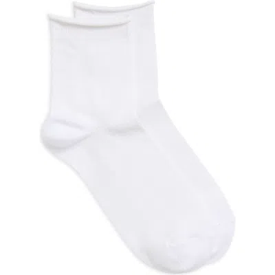 Nordstrom Roll Top Crew Socks In White