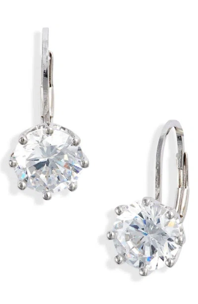 Nordstrom Round Cubic Zirconia Lever Back Earrings In Silver