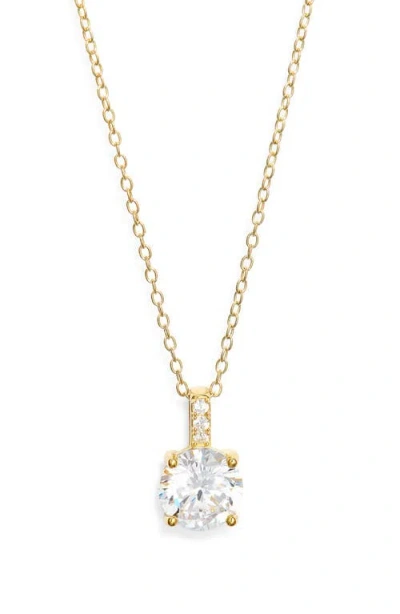Nordstrom Round Cubic Zirconia Pendant Necklace In Gold