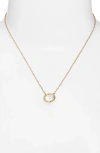 Nordstrom Round Cubic Zirconia Pendant Necklace In Mother Of Pearl- Gold