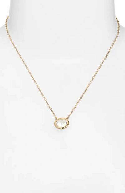 Nordstrom Round Cubic Zirconia Pendant Necklace In Mother Of Pearl- Gold