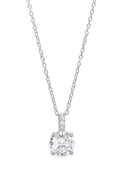 Nordstrom Round Cubic Zirconia Pendant Necklace In Silver