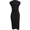 Nordstrom Ruched Funnel Neck Midi Dress In Black