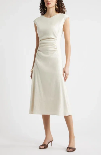 Nordstrom Ruched Midi Dress In Neutral
