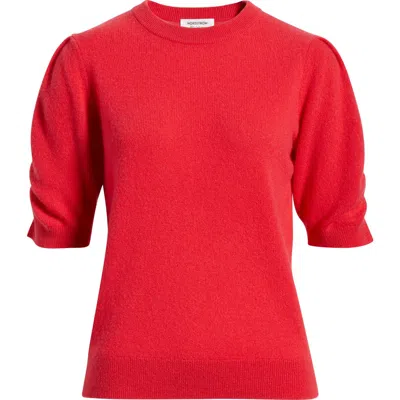 Nordstrom Ruched Short Sleeve Cashmere Sweater In Red