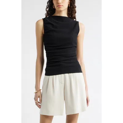 Nordstrom Ruched Sleeveless Top In Black