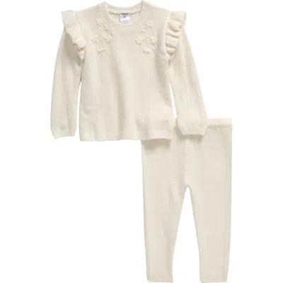 Nordstrom Ruffle Accent Sweater & Leggings Set In Ivory Egret