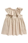 Nordstrom Babies' Ruffle Cotton Blend Dress In Beige Oatmeal Light Heather