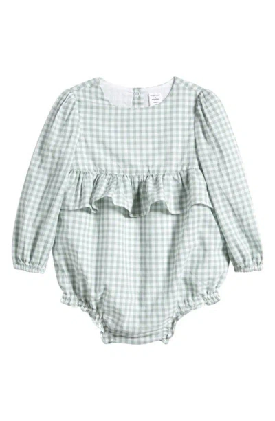 Nordstrom Kids' Ruffle Cotton Bubble Romper In Green Mirror Gingham