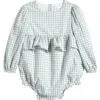 Nordstrom Ruffle Cotton Bubble Romper In Green Mirror Gingham