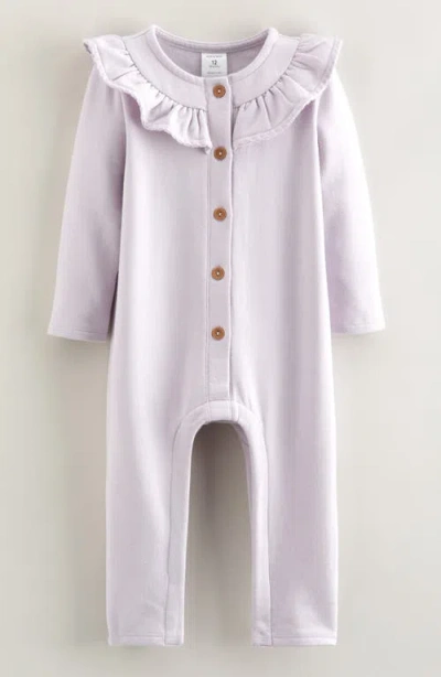 Nordstrom Babies'  Ruffle Fleece Romper In Purple