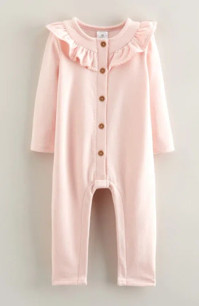 Nordstrom Babies'  Ruffle Fleece Romper In Pink