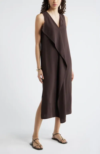 Nordstrom Ruffle Front Sleeveless Dress In Brown
