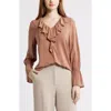 Nordstrom Ruffle Front Top In Brown