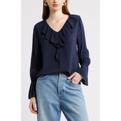 Nordstrom Ruffle Front Top In Blue