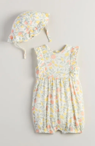 Nordstrom Babies'  Ruffle Romper & Hat Set In White