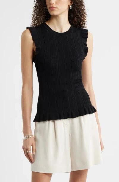 Nordstrom Ruffle Sweater Tank In Black