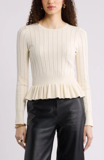 Nordstrom Ruffled Peplum Sweater In White