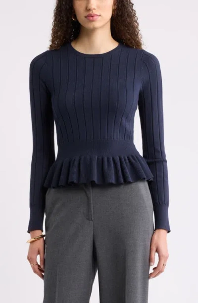 Nordstrom Ruffled Peplum Sweater In Blue