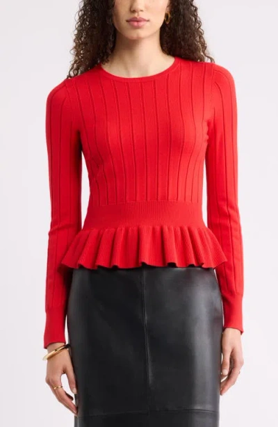 Nordstrom Ruffled Peplum Sweater In Red