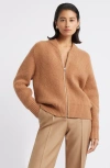 Nordstrom Saddle Shoulder Bomber Cardigan In Tan Thrush
