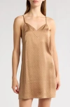 Nordstrom Sandwashed Silk Chemise In Tan Burro Dot