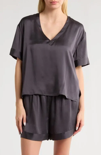 Nordstrom Sandwashed Silk Short Pajamas In Grey Stonehenge