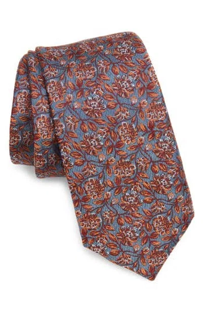 Nordstrom Sarick Floral Jacquard Silk Tie In Cognac