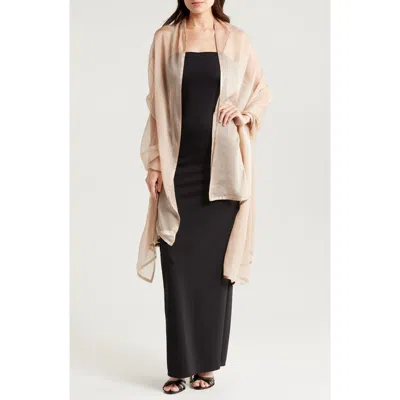 Nordstrom Satin Border Silk Chiffon Scarf In Champagne