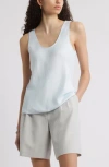 Nordstrom Satin Scoop Neck Tank In Blue