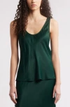 Nordstrom Satin Scoop Neck Tank In Green Park