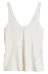 Nordstrom Satin Scoop Neck Tank In Ivory Tofu