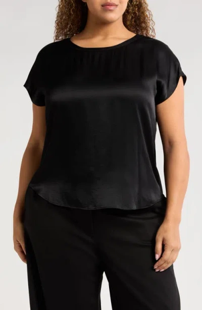 Nordstrom Satin T-shirt In Black