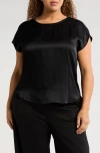Nordstrom Satin T-shirt In Black
