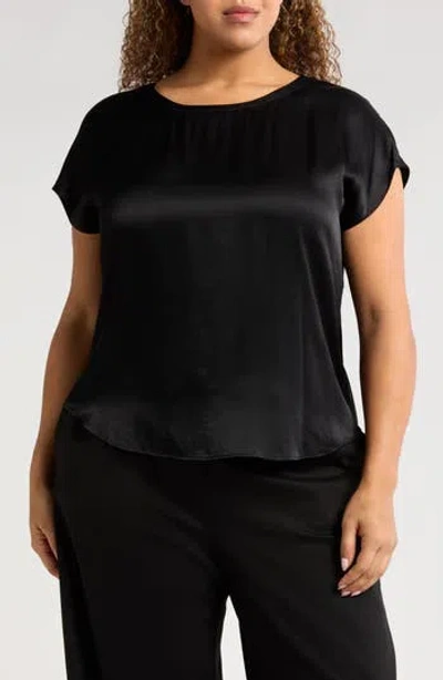 Nordstrom Satin T-shirt In Black