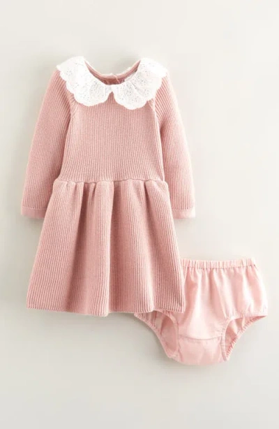 Nordstrom Babies'  Scalloped Collar Sweater Dress In Pink