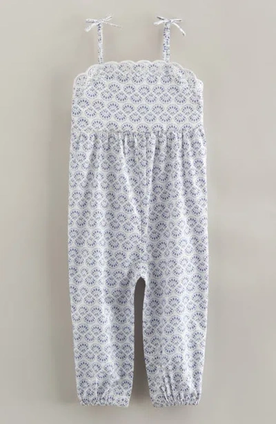Nordstrom Babies'  Scalloped Floral Romper In Blue