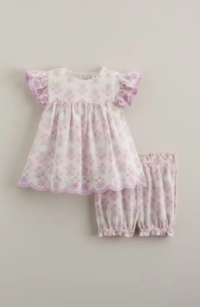 Nordstrom Babies'  Scalloped Gingham Check Cotton Top & Bloomers In Pink