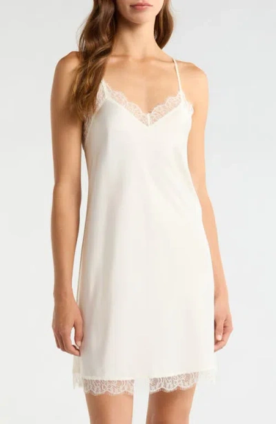 Nordstrom Scalloped Lace Trim Satin Slip In Black