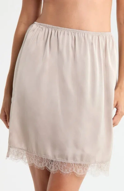 Nordstrom Scalloped Lace Trim Satin Slip Skirt In Multi