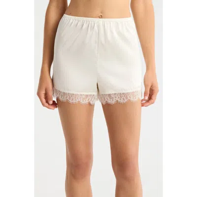 Nordstrom Scalloped Lace Trim Satin Tap Shorts In Blue