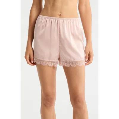 Nordstrom Scalloped Lace Trim Satin Tap Shorts In Pink