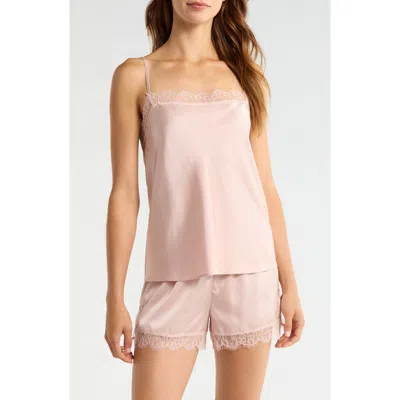 Nordstrom Scalloped Lace Trim Square Neck Satin Camisole In Black
