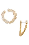 Nordstrom Scattered Baguette Cubic Zirconia Front/back Earrings In Clear- Gold